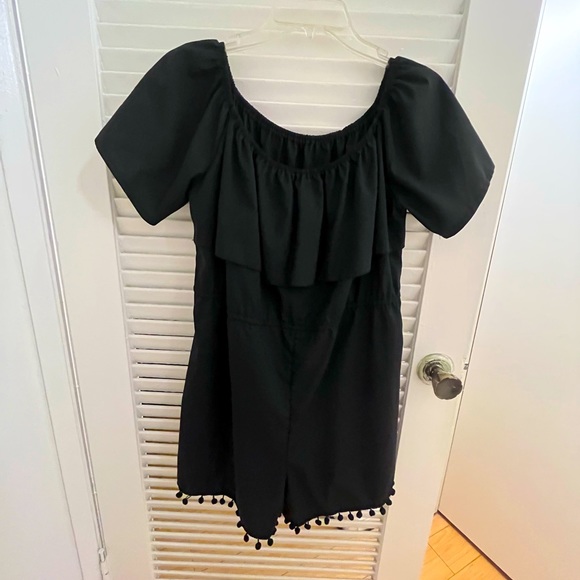 Vintage Pants - Vintage Frilly Black Romper